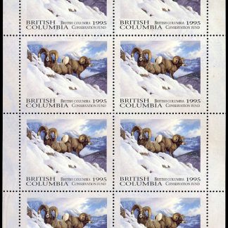 British Columbia Conservation Fund Stamp #BCC1f - Big Horn Sheep by Hayden Lambson (1995) Sheet of 8