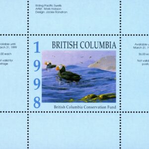 BCC4* -- British Columbia Conservation 1998 Tufted Puffins by M. Hobson. mini sheet with matching folder