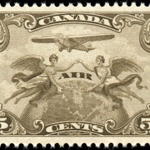 Canada Stamp - C - Air Mail #C1 (VF-MH) - Two winged figures against globe (1928) 5¢ (VF-MH)