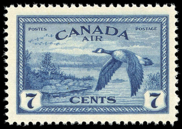 Canada Stamp - C - Air Mail #C9 - Canada geese near Sudbury, ON (1946) 7¢ (VF-MH)