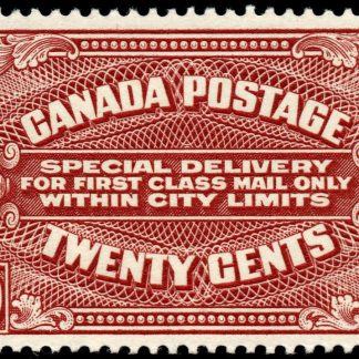 Canada Stamp - E - Special Delivery #E2 - Special Delivery Stamps (1922) 20¢ Dry printing, 42½ mm wide VFNH