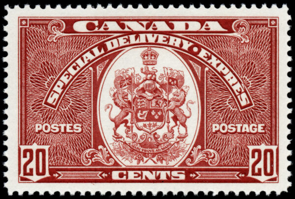 Canada Stamp - E - Special Delivery #E8 - Confederation Issue (1938) 20¢ (GRADE VF-MH)