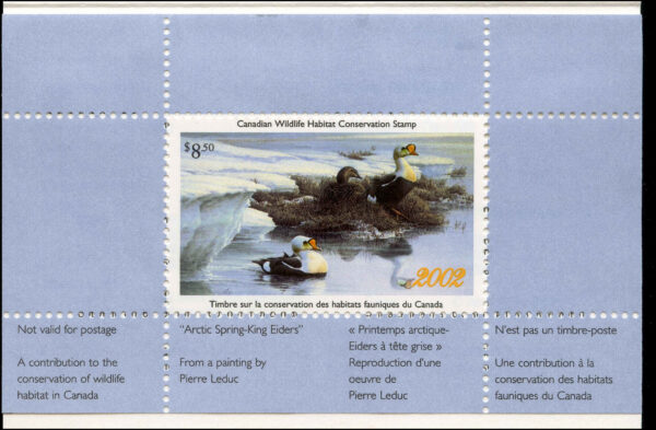 Canadian Wildlife Habitat Conservation Stamp #FWH18 - King Eider Duck (2002) $8.50 - Image 2