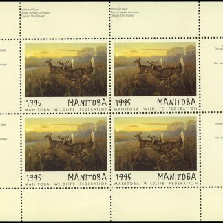 Manitoba Wildlife Federation Stamp #MWF2b - Whitetail Deer by hayden Lambson (1995) Miniature sheet of 4