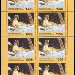 New Brunswick Conservation Fund Stamp #NBW2f - Eastern Cougar by Tom Mansanarez (1995) Sheet of 8