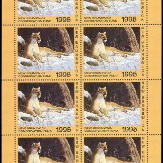 New Brunswick Conservation Fund Stamp #NBW2f - Eastern Cougar by Tom Mansanarez (1995) Sheet of 8