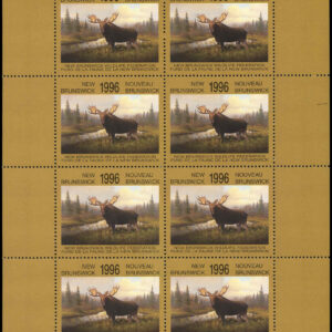 New Brunswick Conservation Fund Stamp #NBW3F - Moose by David MacIntosh (1996) Sheet of 8