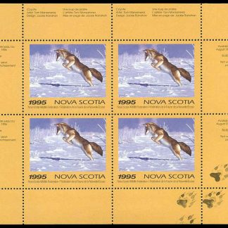 Nova Scotia Wildlife Federation Stamp #NSW4b - Coyote by Tom Mansanerez (1995) 4 x $6 Miniature sheet of 4