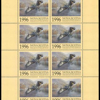 Nova Scotia Wildlife Federation Stamp #NSW5f - Osprey by Bruce John Wood (1996) 8 x $6 Sheet of 8