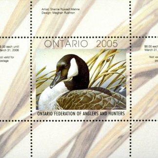 OW13* -- Ontario Wildlife Conservation 2005 Canada Goose by Sherrie Russell Meline. mini sheet with matching folder