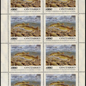 Ontario Federation of Anglers & Hunters Stamp #OW3F - Walleye by Curtis Atwater (1995) 8 x $6 Sheet of 8
