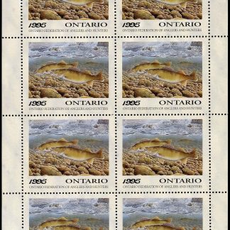 Ontario Federation of Anglers & Hunters Stamp #OW3F - Walleye by Curtis Atwater (1995) 8 x $6 Sheet of 8