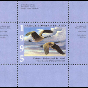 Prince Edward Island Wildlife Federation Stamp #PEW1 - Canada Geese by Brent R. Todd (1995) $6