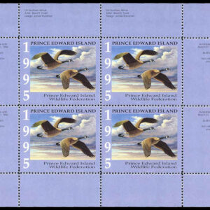 Prince Edward Island Wildlife Federation Stamp #PEW1b - Canada Geese by Brent R. Todd (1995) 4 x $6 Miniature sheet of 4