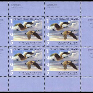 Prince Edward Island Wildlife Federation Stamp #PEW1b - Canada Geese by Brent R. Todd (1995) 4 x $6 Miniature sheet of 4