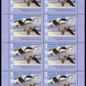 Prince Edward Island Wildlife Federation Stamp #PEW1f - Canada Geese by Brent R. Todd (1995) 8 x $6 Sheet of 8
