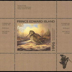 Prince Edward Island Wildlife Federation Stamp #PEW2 - Woodcock by David MacIntosh (1996) 6$
