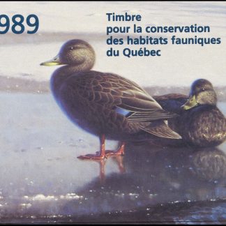Quebec Wildlife Habitat Conservation Stamp #QW2 - Black Ducks by Claudio D'agelo (1989) $5 Single mini sheet in Booklet
