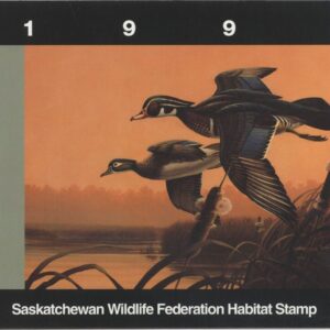Saskatchewan Wildlife Federation Stamp #SW5 - Wood Ducks by Wayne Dowdy (1994) 6$
