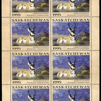 Saskatchewan Wildlife Federation Stamp #SW6f - Antelopes by Tom Mansanarez (1995) 8 x $6 Sheet of 8