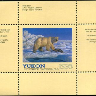 YW3* - Yukon Wildlife Conservation 1998 Polar Bear by Hayden Lambson. Single mini sheet with matching folder
