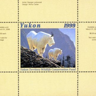 YW4* - Yukon Wildlife Conservation 1999 Rocky Mountain Goat by George Lockwood. mini sheet with matching folder