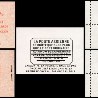 Canada Stamp Booklet - #BK34d King George VI War (1942) 25¢ Type I, surcharged rate page, (2 x 251a)