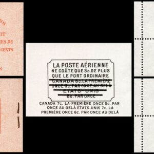 Canada Stamp Booklet - #BK34d King George VI War (1942) 25¢ Type I, surcharged rate page, (2 x 251a)