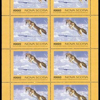 Nova Scotia Wildlife Federation Stamp #NSW4f - Coyote by Tom Mansanerez (1995) 8 x $6 Sheet of 8