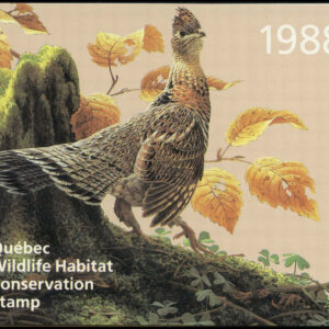 Quebec Wildlife Habitat Conservation Stamp #QW1 - Ruffed Grouse by Jean Luc Grondin (1988) $5 Single mini sheet in Booklet
