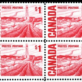 Canada Stamp CORNER BLOCK#465bii - Edmonton Oil Field, by H.G. Glyde (1971) $1