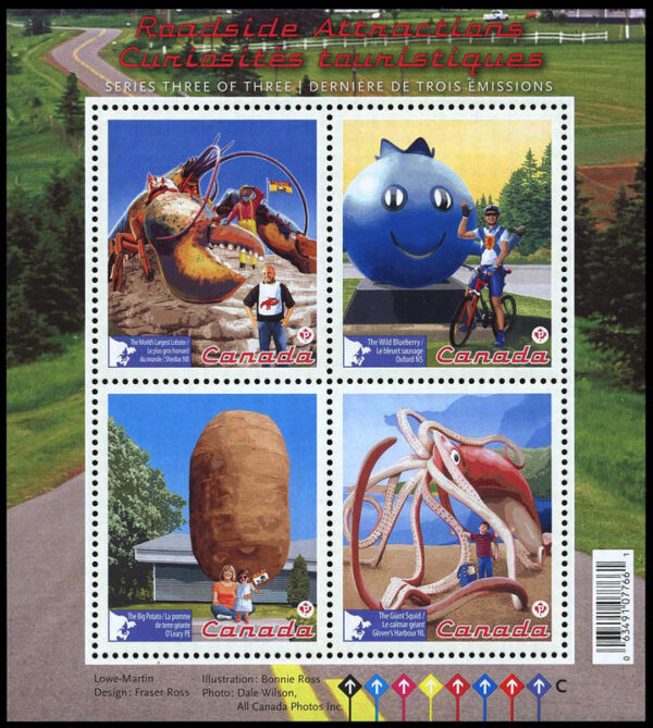 Canada Stamp #2484 - Roadside Attractions - 3 (2011) 4 x (P) Souvenir sheet of 4