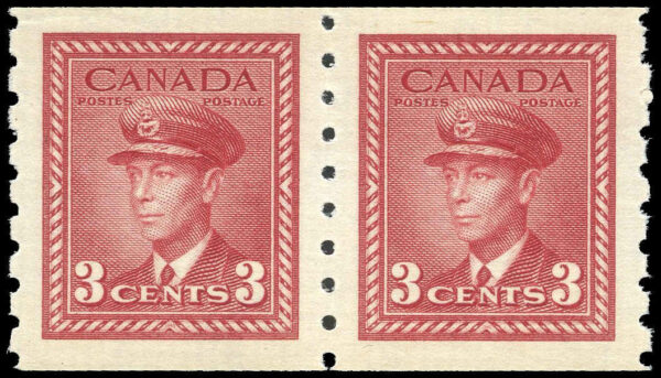 Canada Stamp #265pa -REPAIR- King George VI (1942) 2 x 3¢ Pair