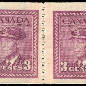 Canada Stamp #266re-pa - King George VI (1943) 2 x 3¢ Repair paste-up pair MH