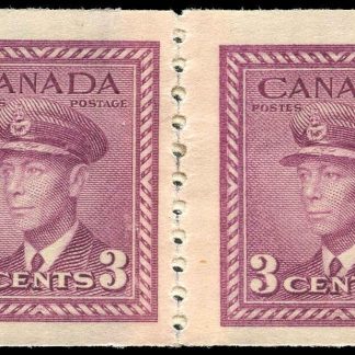Canada Stamp #266re-pa - King George VI (1943) 2 x 3¢ Repair paste-up pair MH