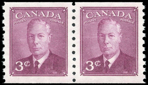 Canada Stamp #299pa - King George VI (1950) 2 x 3¢ Pair
