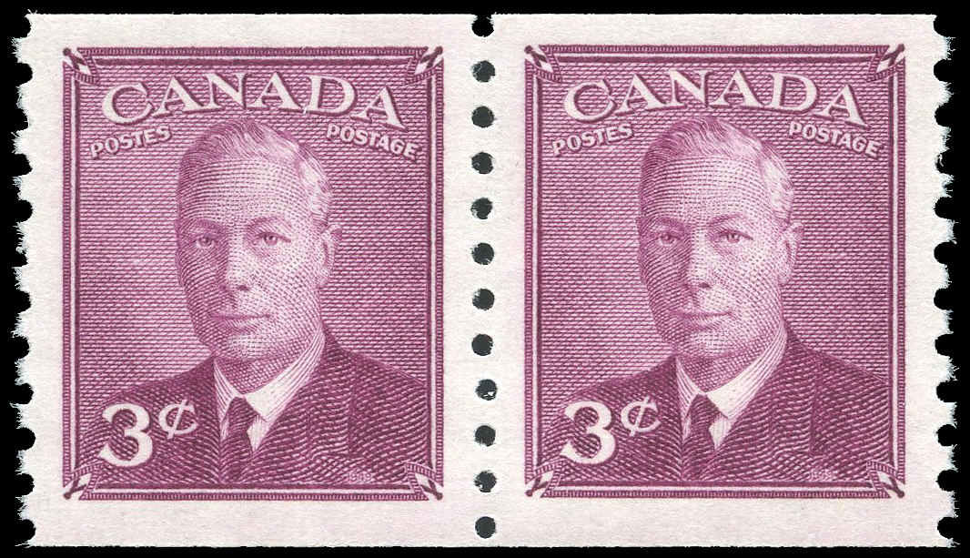 Canada Stamp #299pa - King George VI (1950) 2 x 3¢ Pair