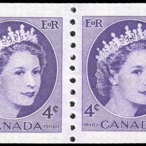 Canada Stamp #347i - Queen Elizabeth II (1954) 4 x 4¢ Jump strip of 4