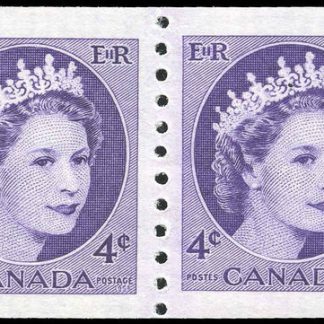 Canada Stamp #347i - Queen Elizabeth II (1954) 4 x 4¢ Jump strip of 4