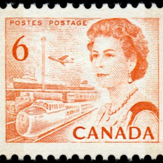 Canada Stamp #459bp - Queen Elizabeth II & Transportation (1969) 6¢ W2B, DF