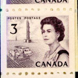 Canada Stamp #466ii - START OR END STRIP Queen Elizabeth II (1967) 3¢ DF, DEX