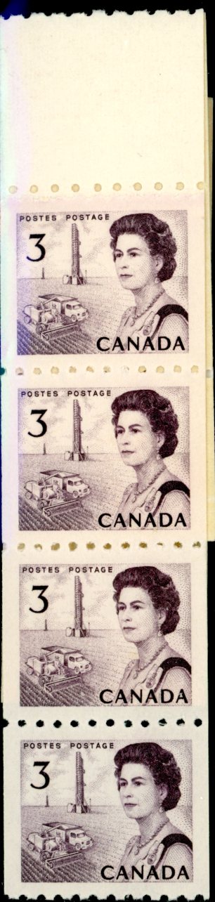 Canada Stamp #466ii - START OR END STRIP Queen Elizabeth II (1967) 3¢ DF, DEX