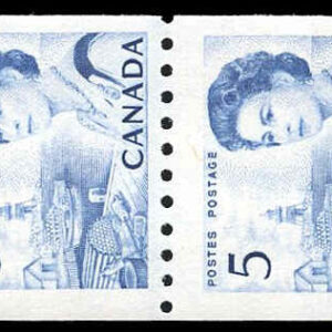 Canada Stamp #468 strip - Queen Elizabeth II (1967) 4 x 5¢ DF, DEX , cutting guideline, strip of 4