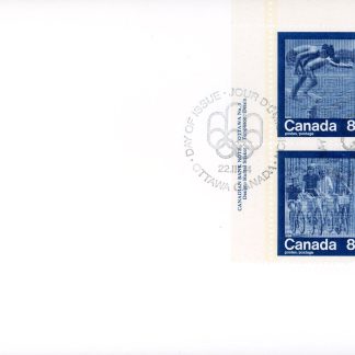 Canada OFDC #629-632 - PLATE BLOCK - Olympic Games - Keeping Fit - (1974) 4 x 8¢
