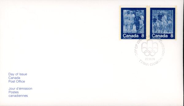 Canada OFDC #630, #631 - Olympic Games - Keeping Fit - Jogging, Cycling (1974) 2 x 8¢