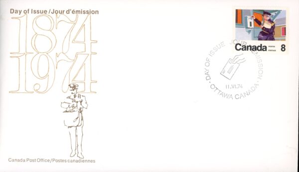 Canada OFDC#638- Letter Carrier Service -Letter Carrier -  (1974) 1 x 8¢