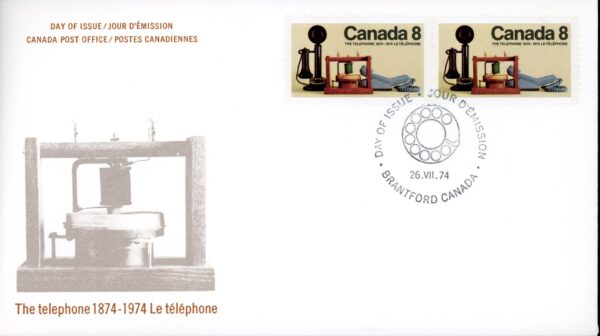 Canada OFDC #641 - Invention of the Telephone (1974)  2 x 8¢