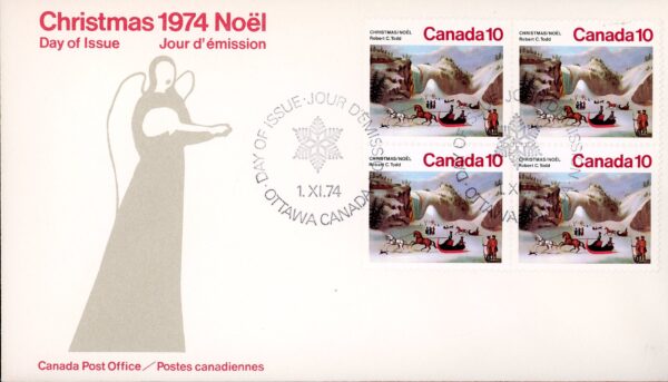 Canada OFDC #652- BLOCK - The Ice Cone, Montmorency Falls- Robert C Todd  (1974) 4 x 10¢