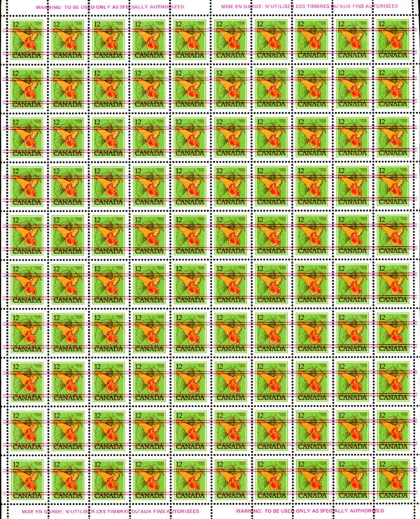 Canada Stamp SHEET#712xx - Jewelweed (1978) 12¢ Precancelled (red lines), DF/DF