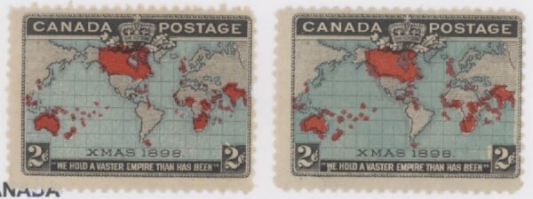 Canada Stamp #86b - Christmas, Map of British Empire (1898) 2¢ F-NH